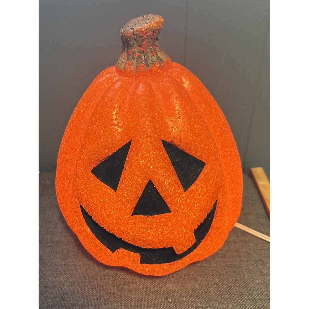 Seasons Melted Plastic Popcorn Halloween 10" Electric Light Up Pumpkin with Cord